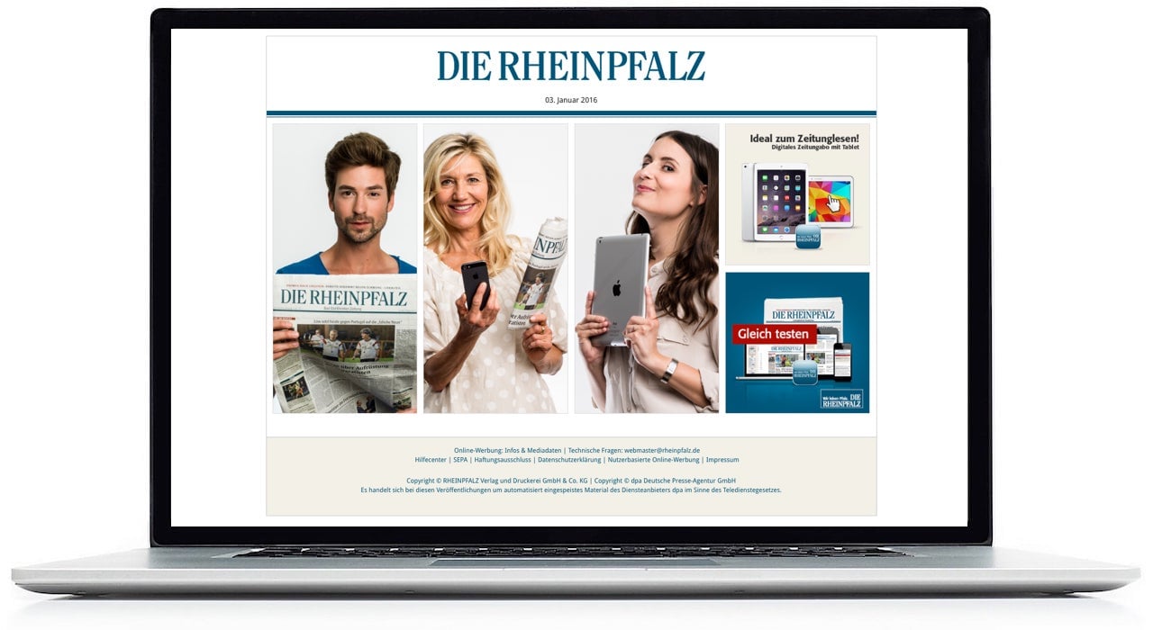 Webdesign landingpage die rheinpfalz leser werden