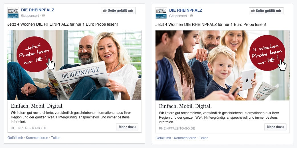 RHEINPFALZ ABO SOCIAL MEDIA KAMPAGNE
Facebook Anzeigen. Sponsored Post. DIE RHEINPFALZ